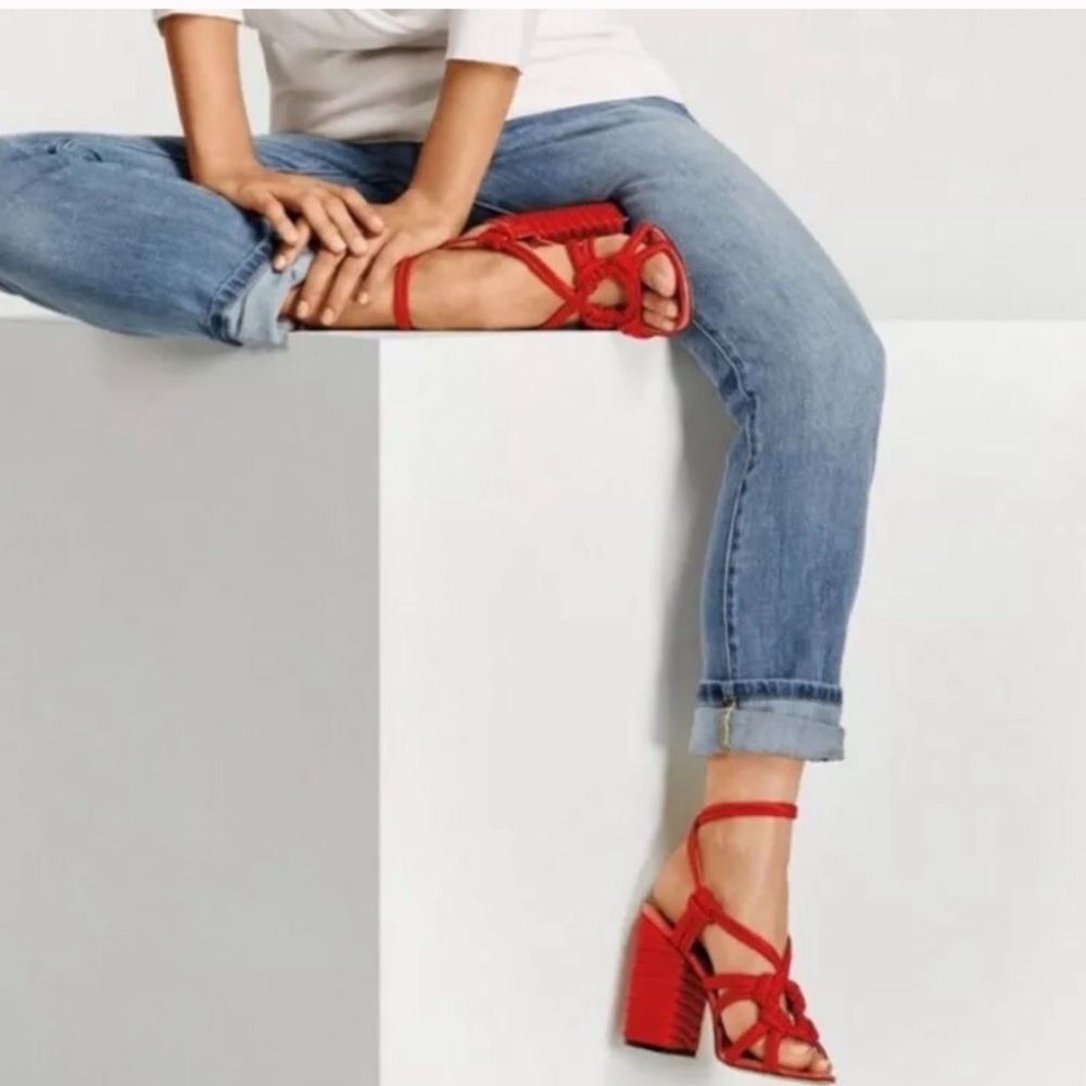 Cabi Rope Block Heel Sandals Red 9 New (no box)